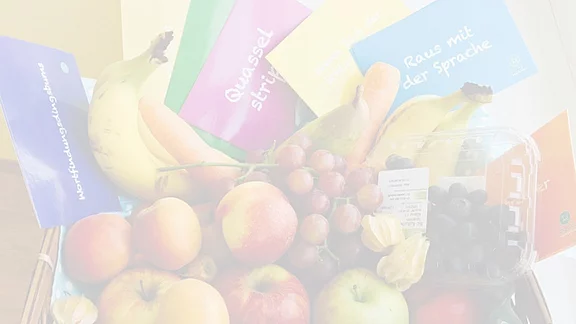 Obstkorb mit Lernkarten